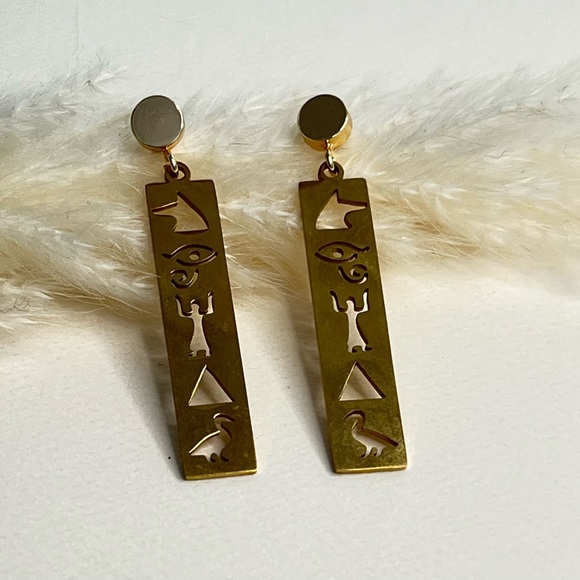 Ancient Egyptian Earrings -Protection Egyptian Earrings - Hieroglyphic Earrings - Picture 1 of 7